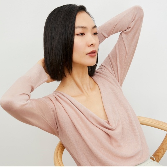 M.M. LaFleur Blush The Monica Silk Jersey Scoop Neck Top Size XL - Picture 7 of 13